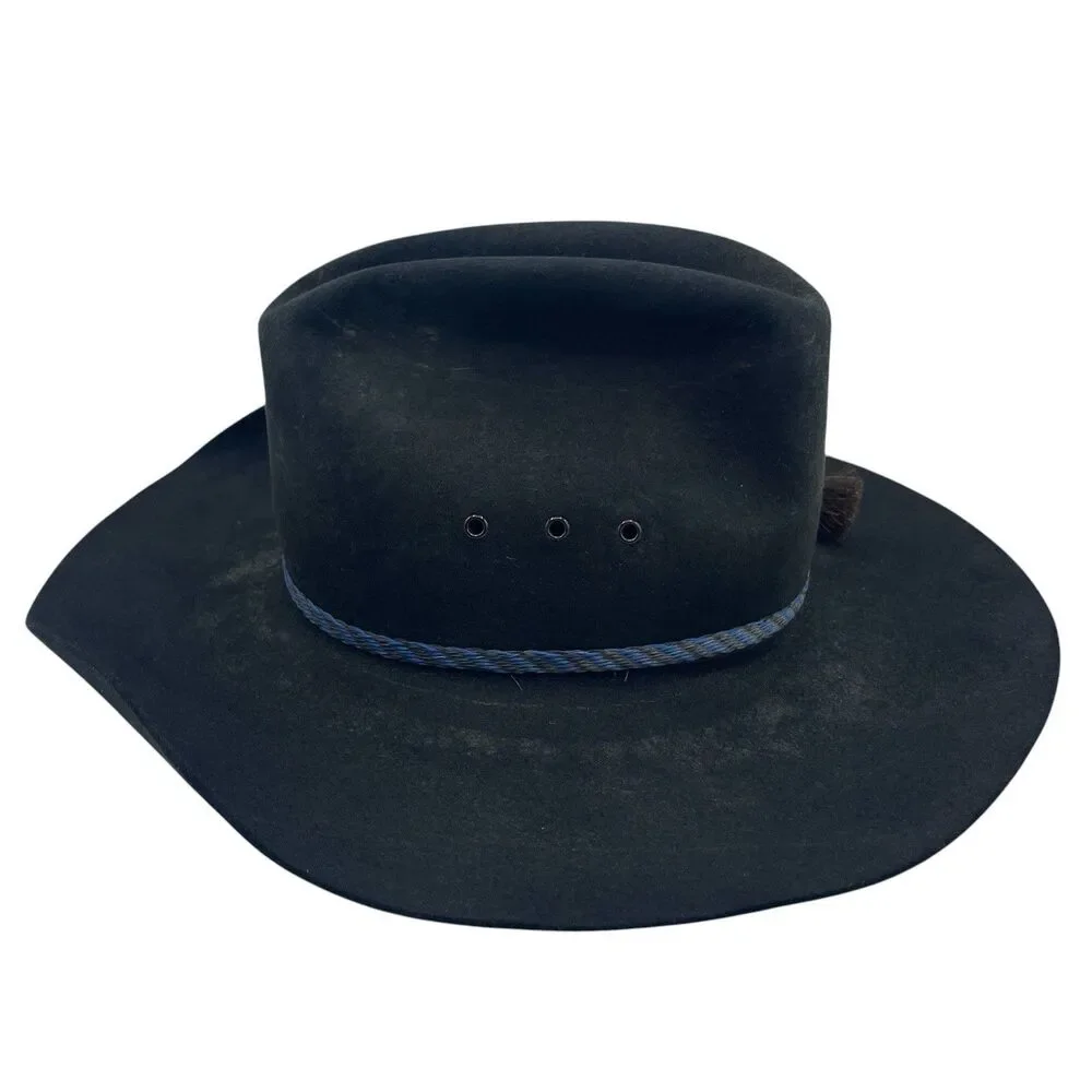 Vintage Union Made Stetson 4x XXXX Beaver Black Cowboy Hat Sz 6 7/8
